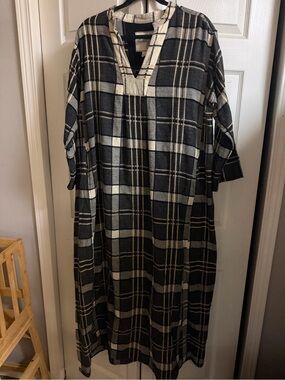Ace & Jig Black and Cream Plaid Maxi Dress size M